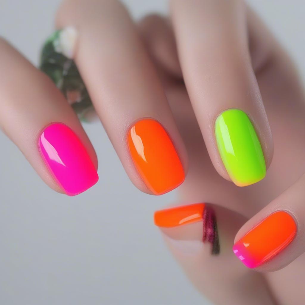 Vibrant Neon Gel Nails for Spring