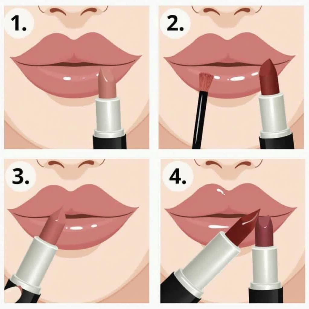 Applying Nude Mauve Lipstick