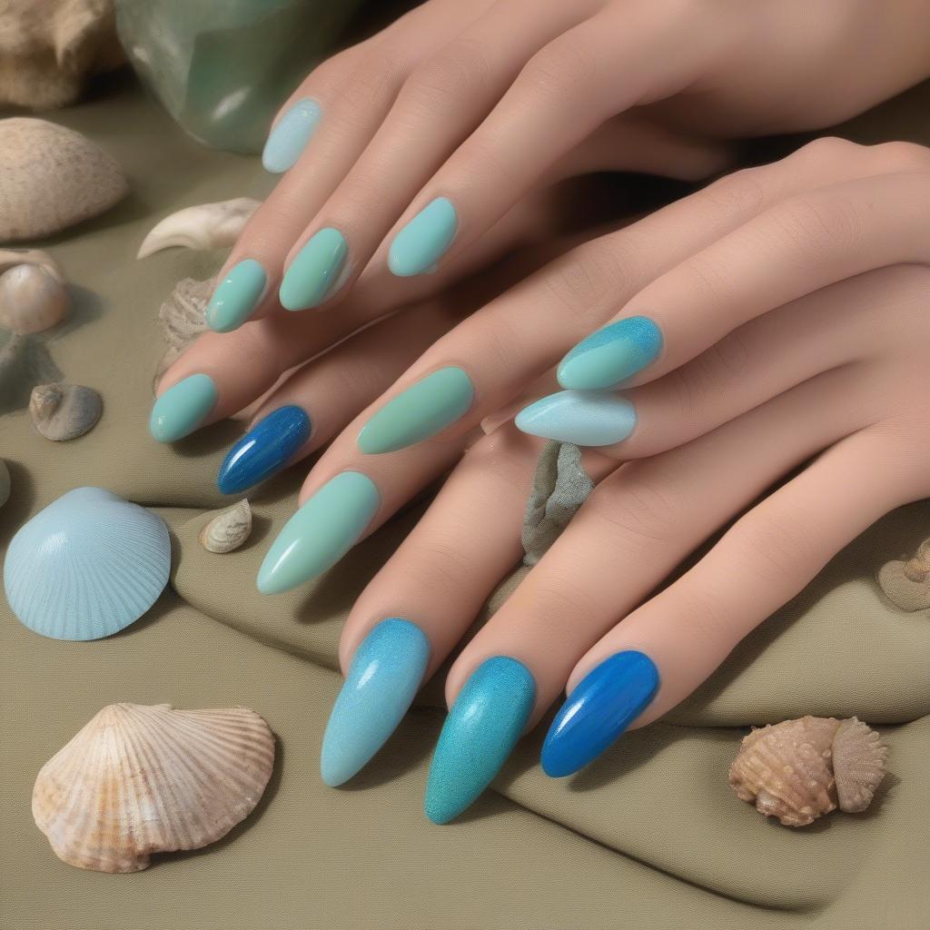 Ocean Inspired Dip Powder Nails for Summer