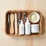 Organic Pedicure Supplies Kit in a Wicker Basket