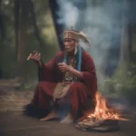 Shaman using palo santo in a traditional ceremony