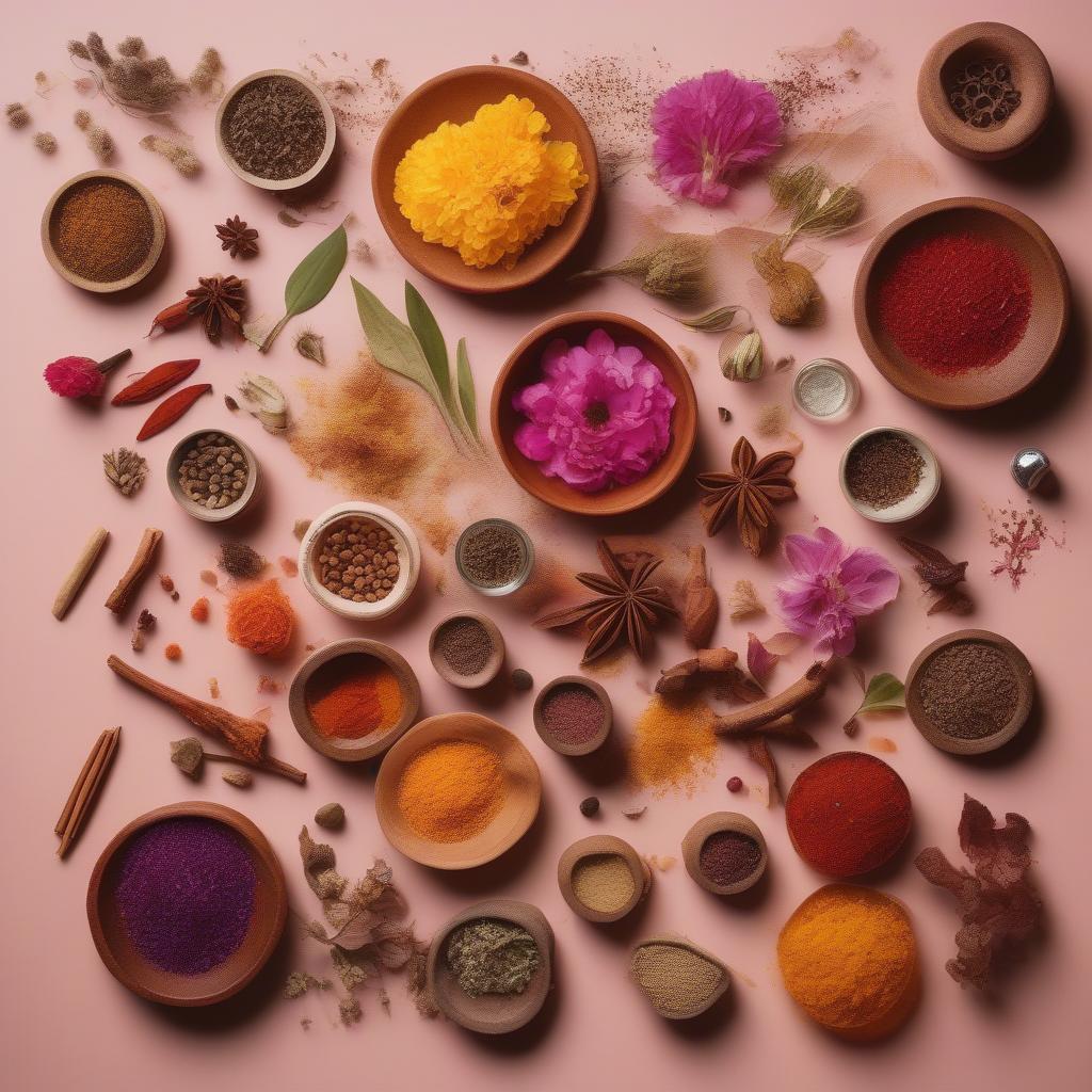 Natural botanical ingredients used in creating perfume elixirs