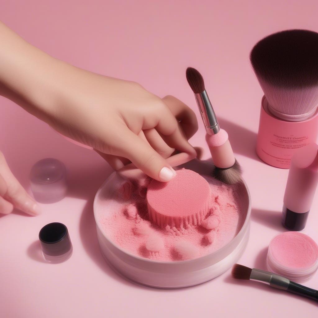 Cleaning Pink Round Brushes