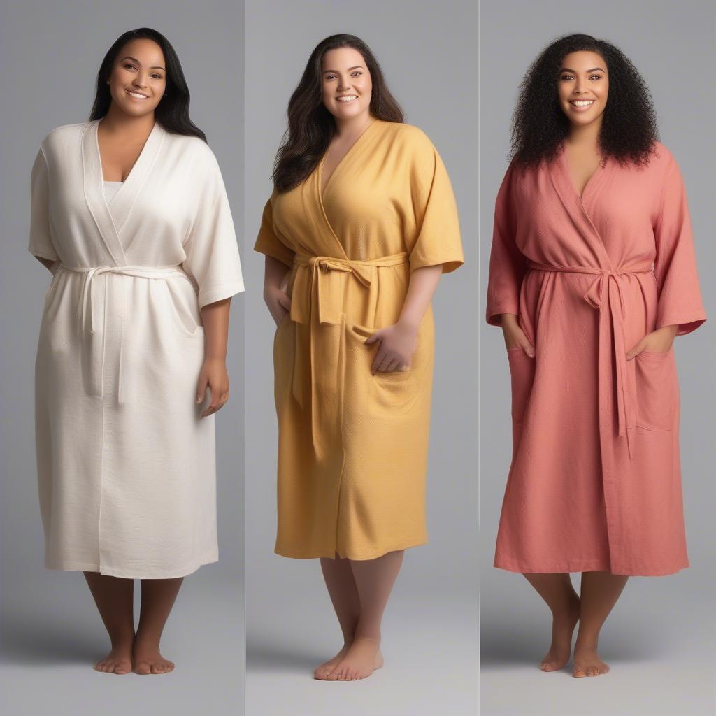 Plus Size Woman Modeling Linen Robes of Different Lengths