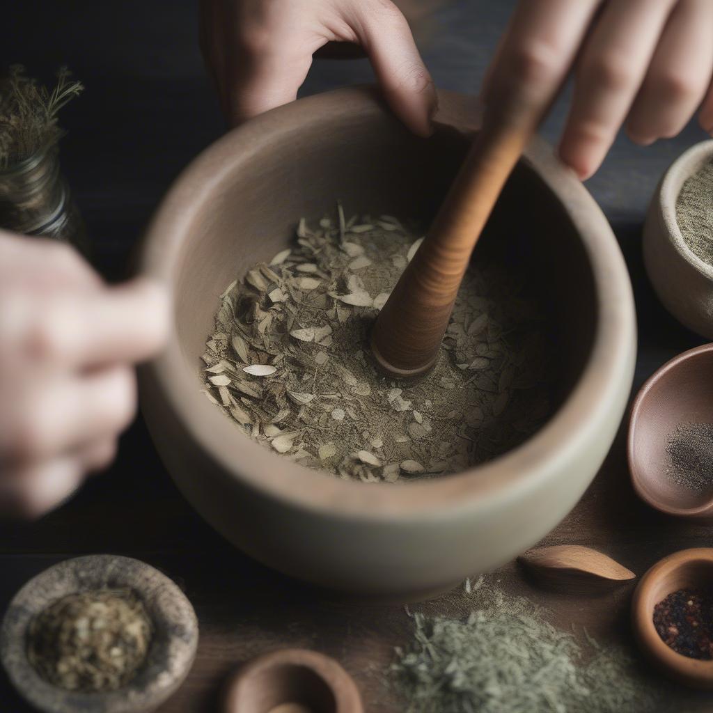 Preparing Herbs for a Love Spell