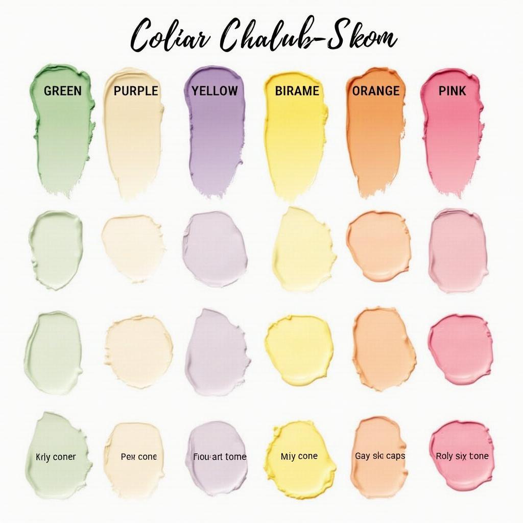 Primer Color Chart for Different Skin Tones and Concerns