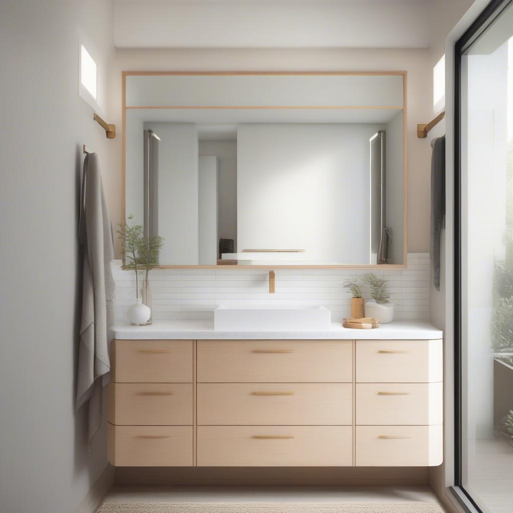 Quartz countertop on a 60-inch vanity