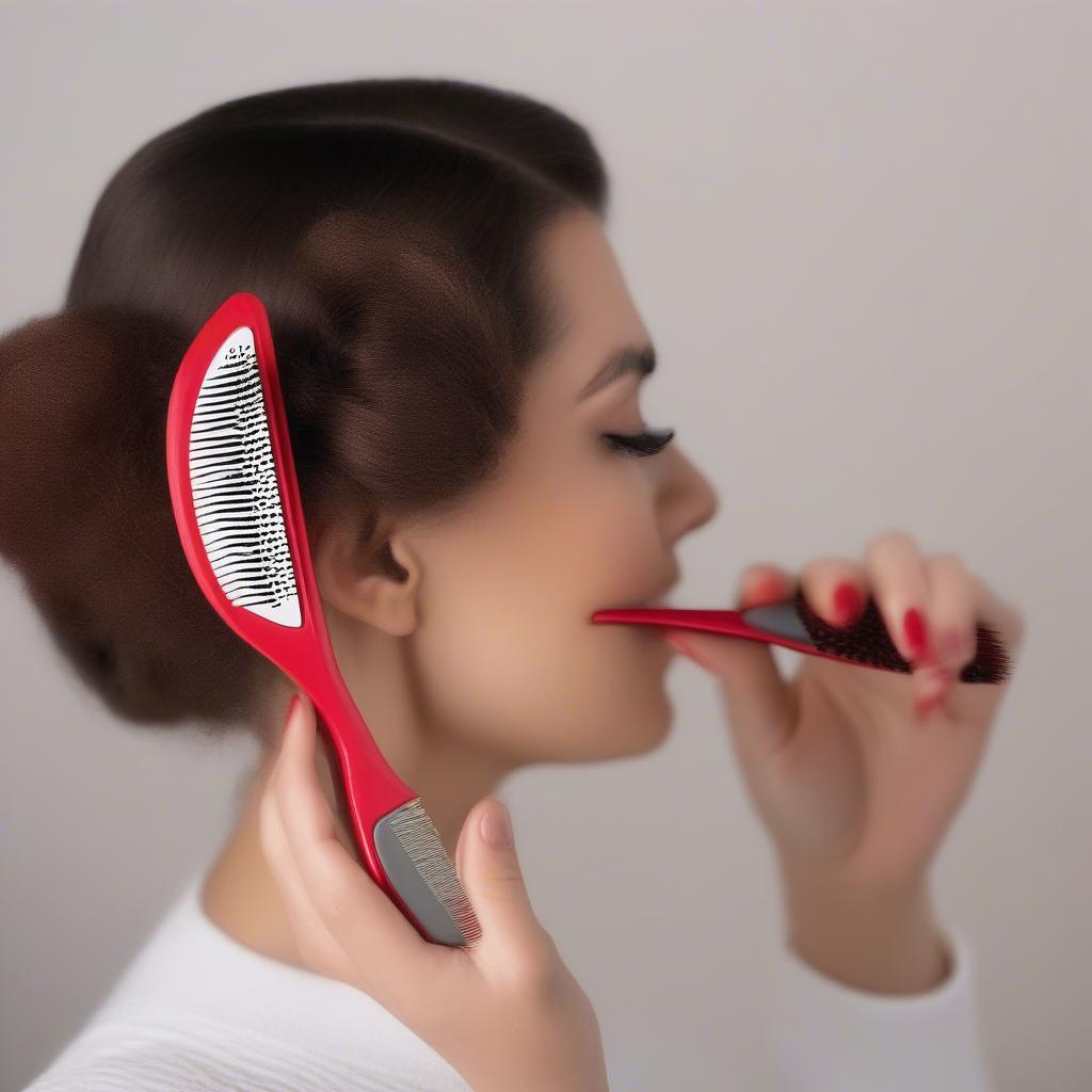 Red Brush by Kiss Comb in Use