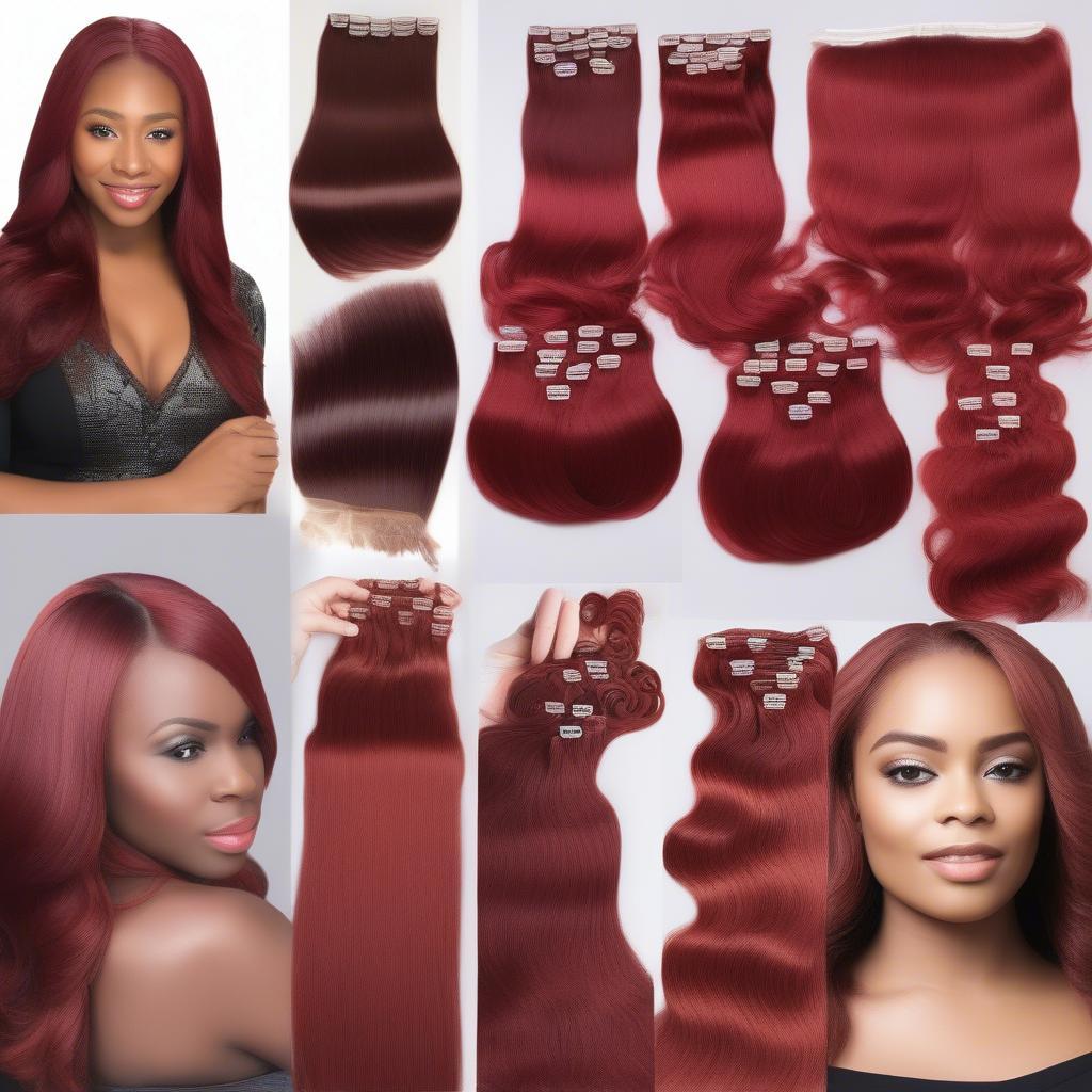 Applying Different Types of Red Hair Extensions