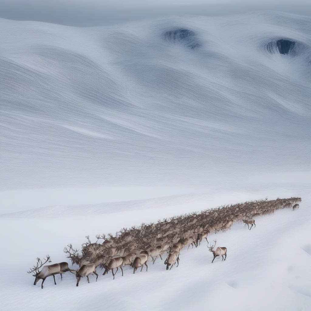 Reindeer Herd in Arctic Landscape