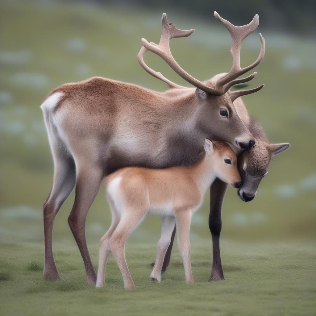 Reindeer Mother and Calf