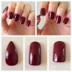 Revlon Black Cherry Manicure on Different Nail Shapes