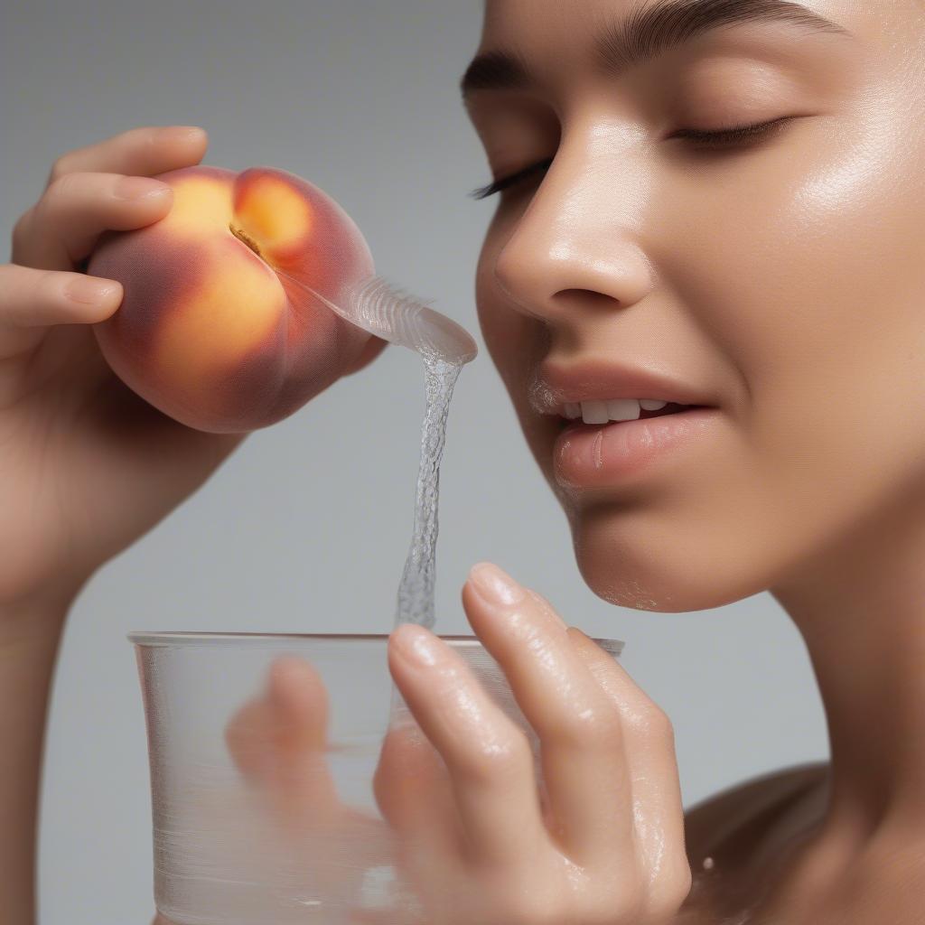 Rinsing Peach Face Scrub off Face