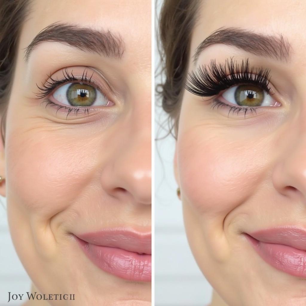 Before and After Roller Lash Dupe Application