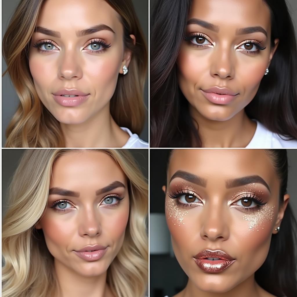 Rose gold glitter makeup looks for different occasions