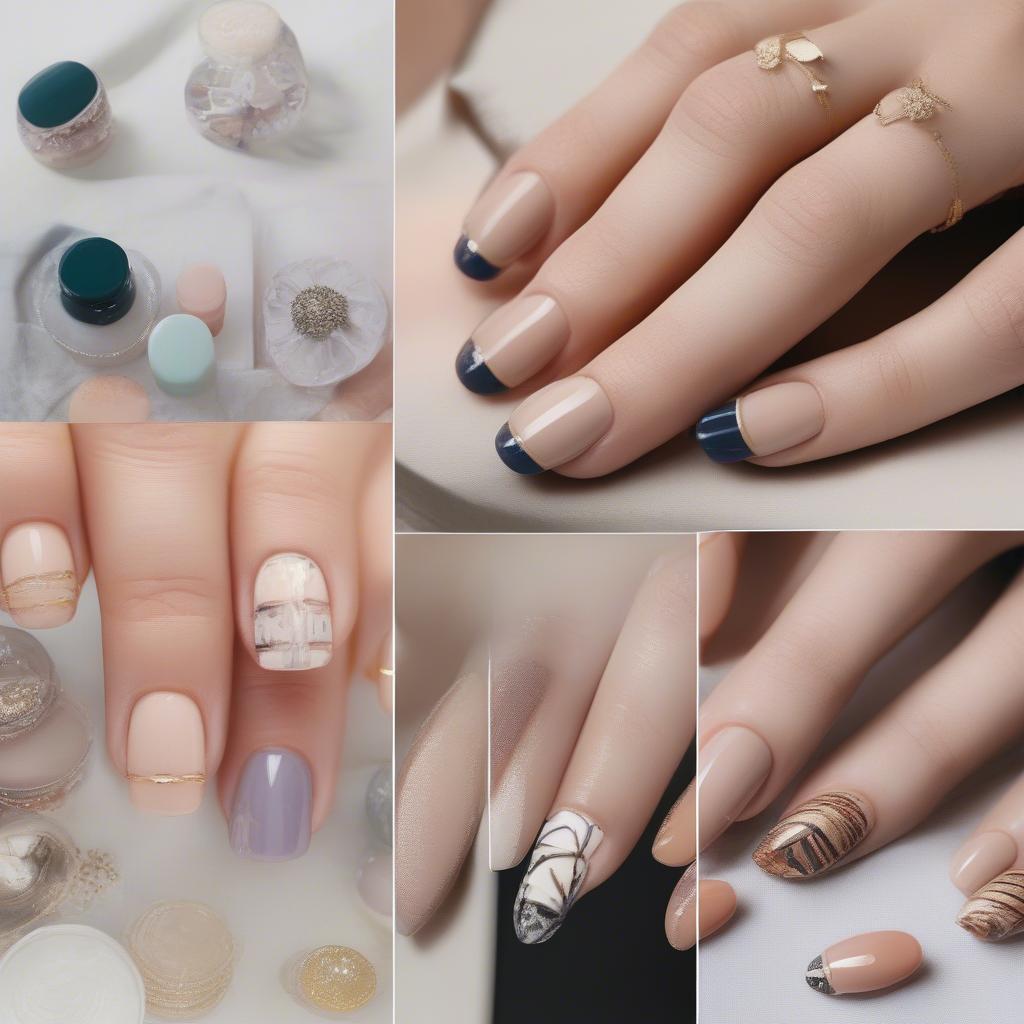 Various Round Gel X Nail Designs