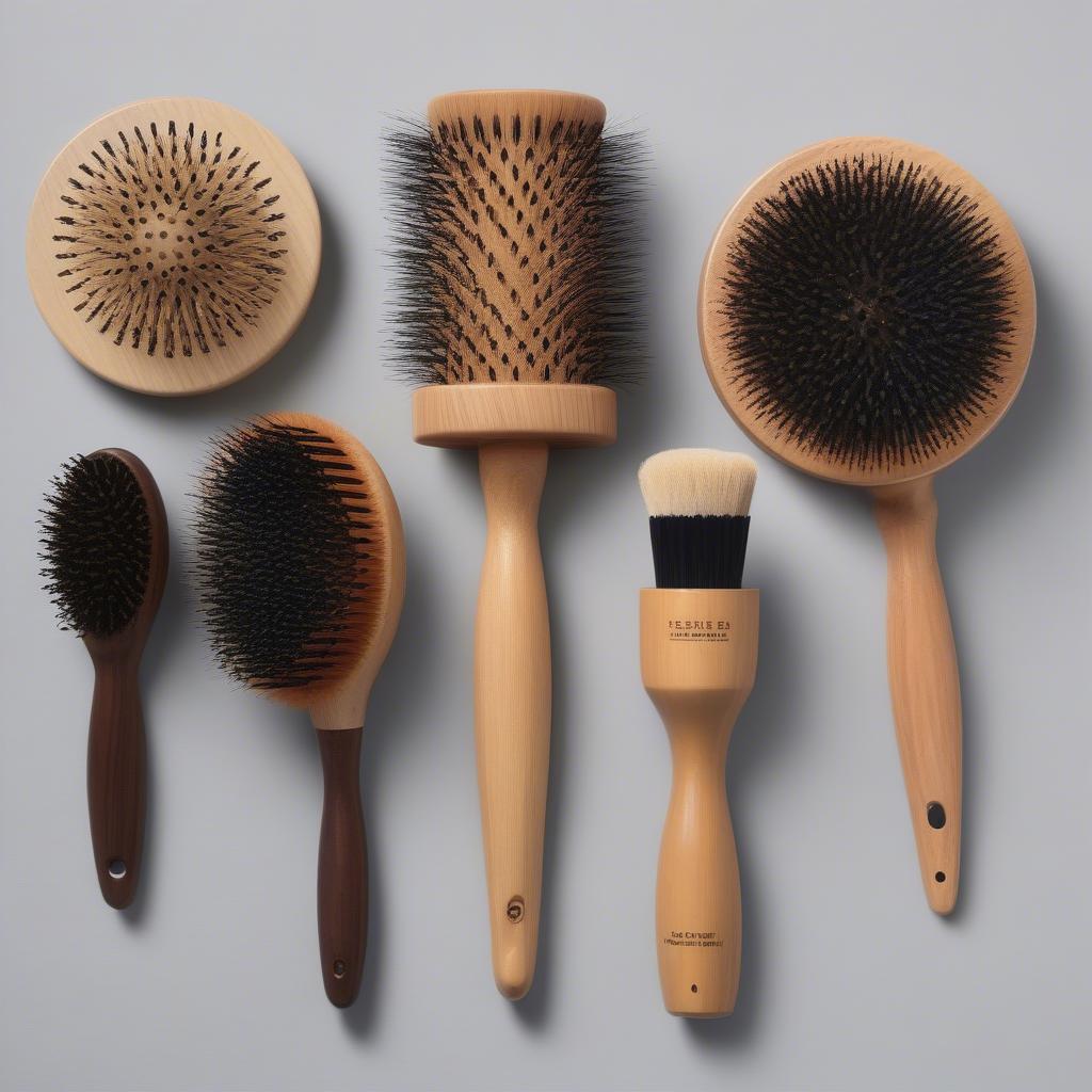 Various Round Wood Hair Brushes