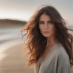 Woman with beachy waves created by salt spray