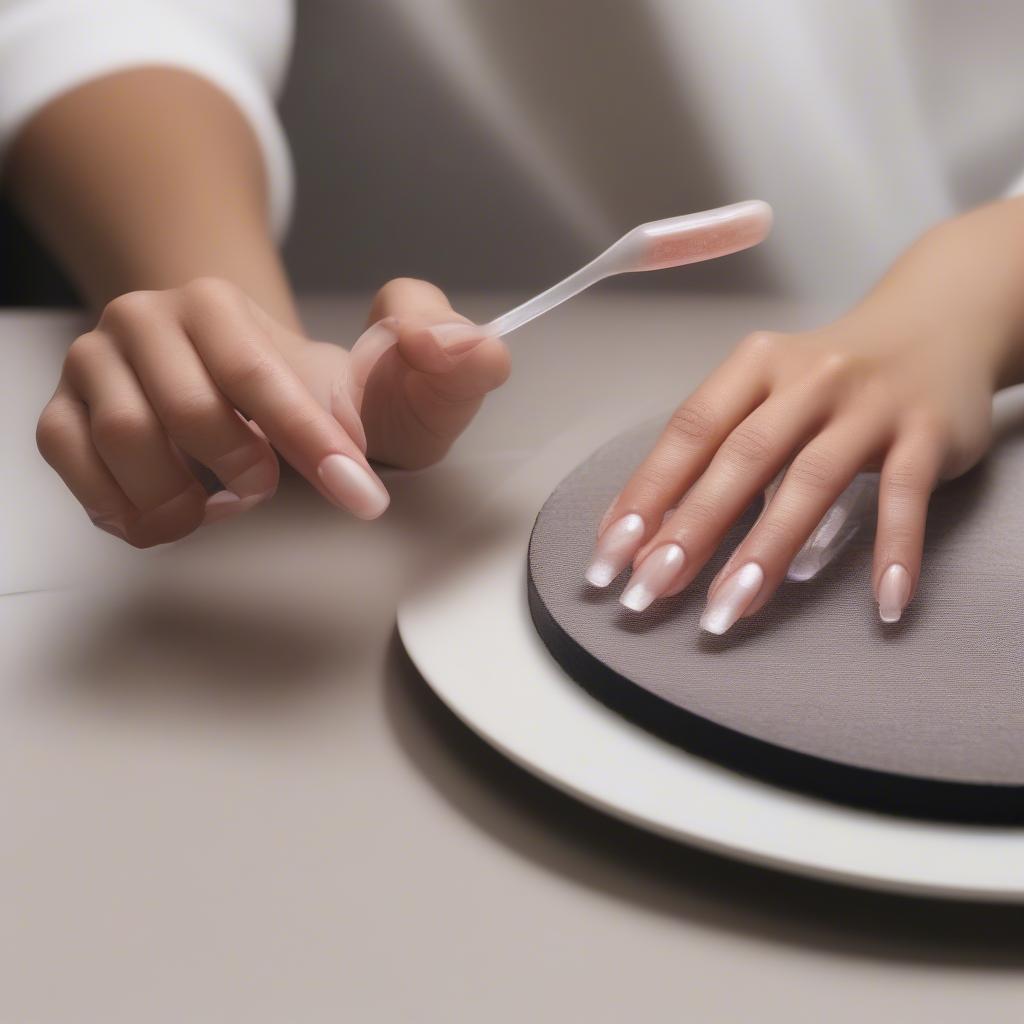 Shaping Gel X nails after curing