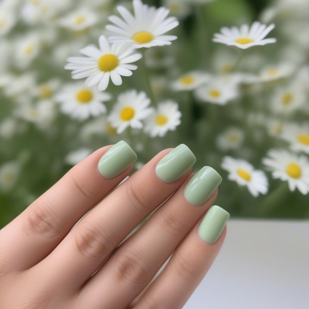 Short Green Gel Polish Nails for Spring