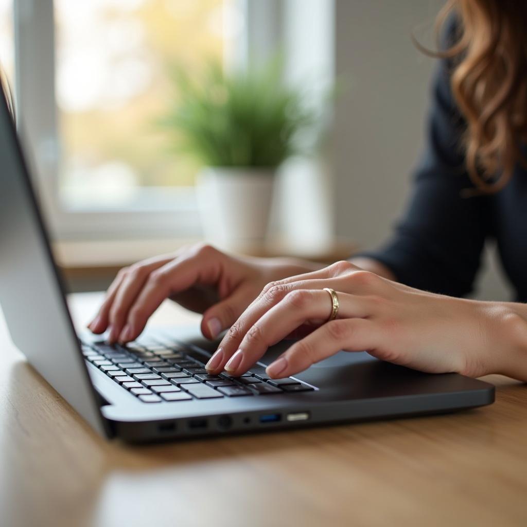 Woman Typing with Short Nails