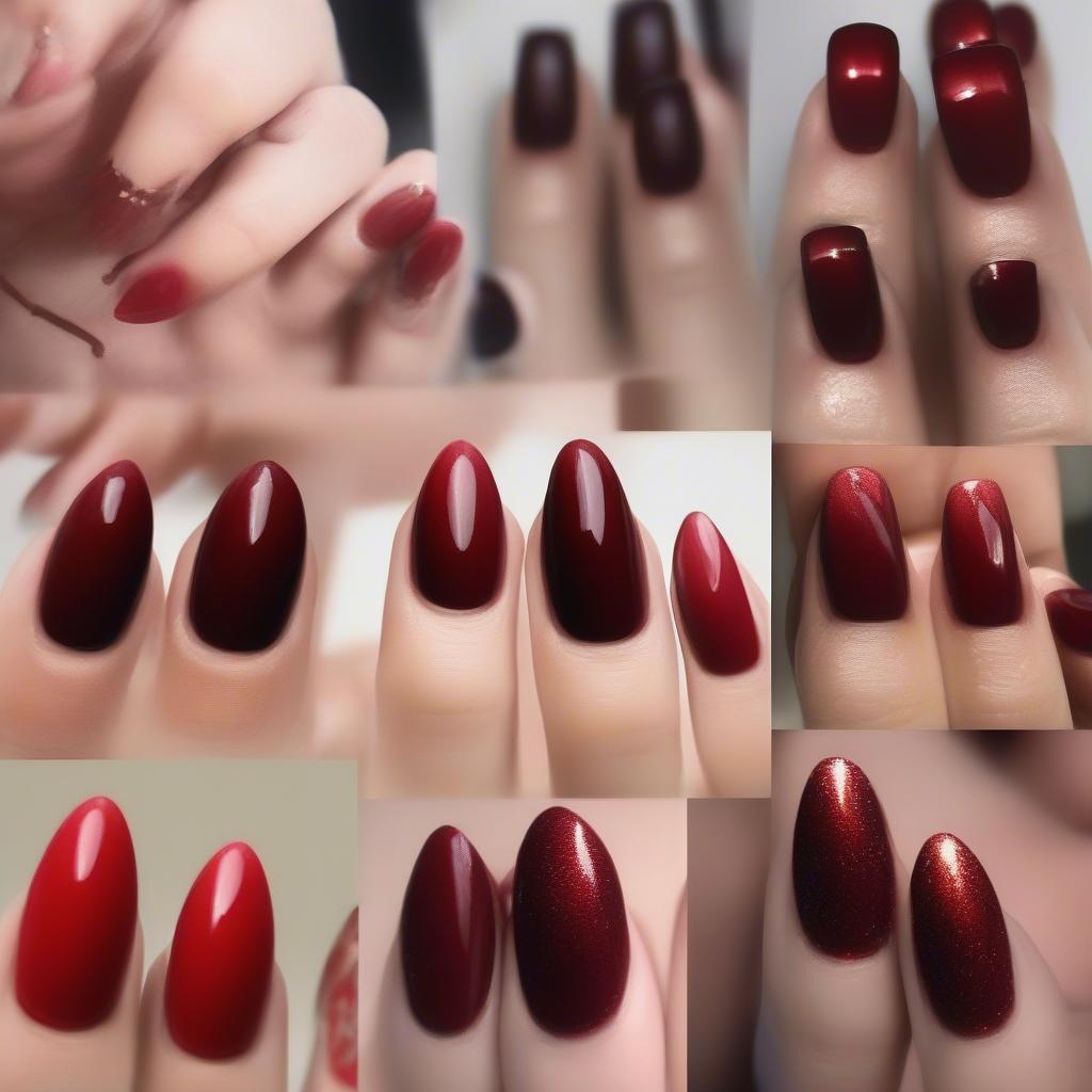 Various Styles of Short Red Press On Nails