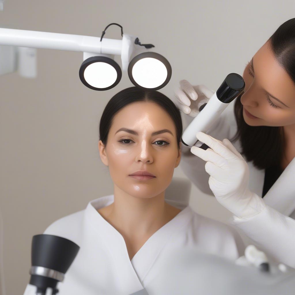 Professional Skin Analysis During a Facial