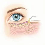 Diagram illustrating the skin pinch technique on the lower eyelid