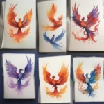 Small Watercolor Phoenix Tattoo Designs