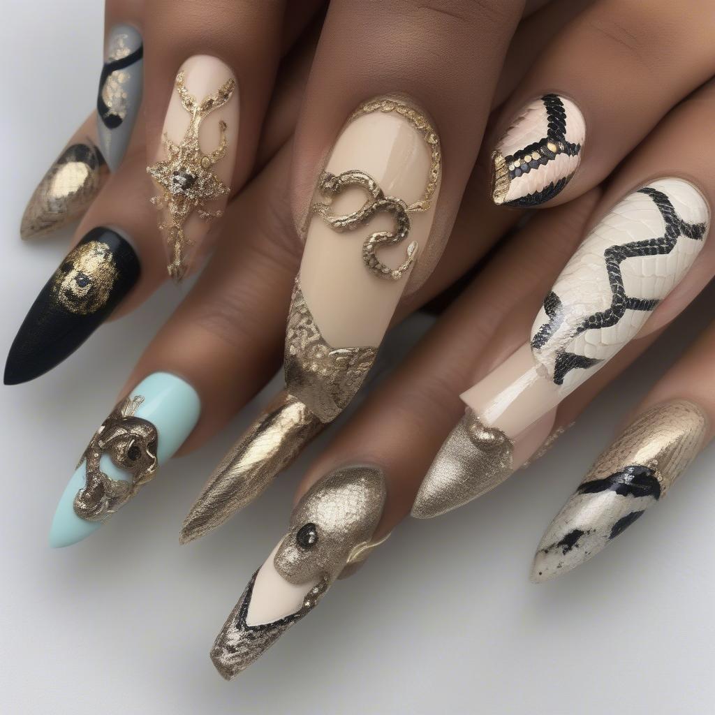 Variety of Snake Press On Nail Designs