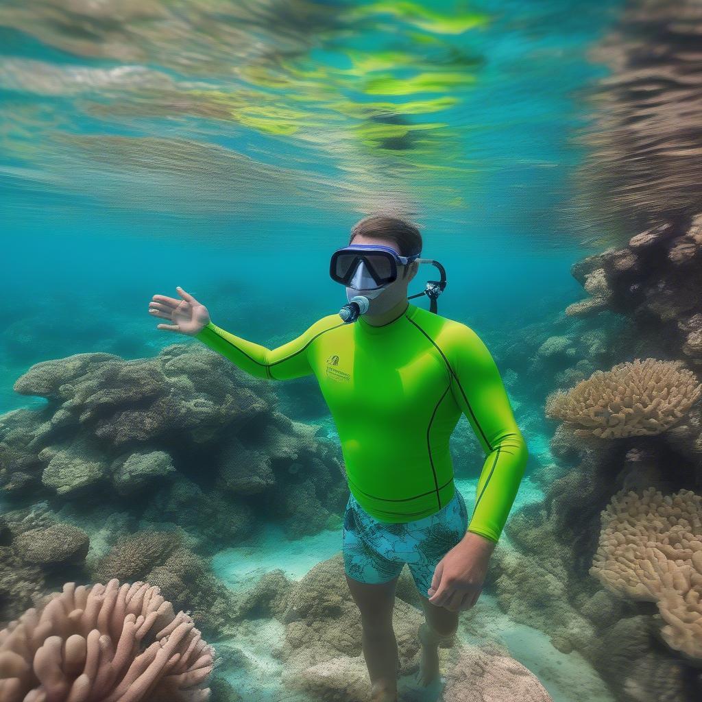 Long-Sleeved Snorkeling Lashguard at Coral Reef