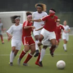 Soccer players wearing different types of headbands during a match