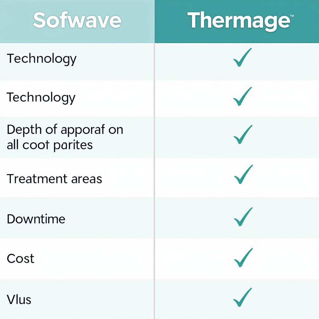 Sofwave vs. Thermage Comparison Chart