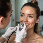 Woman getting a spray tan after Botox