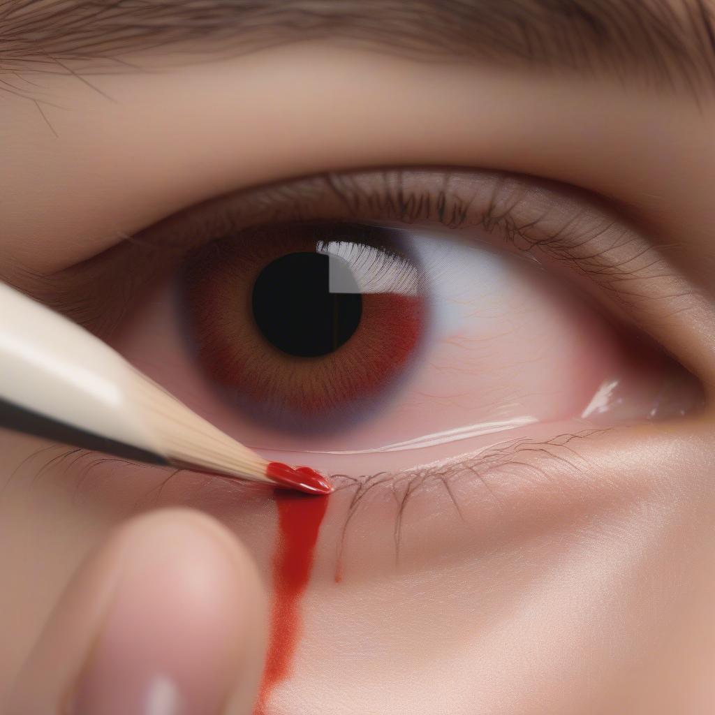 Applying Stage Blood Around the Eye