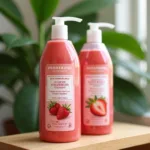 Strawberry Shampoo and Conditioner Bottles