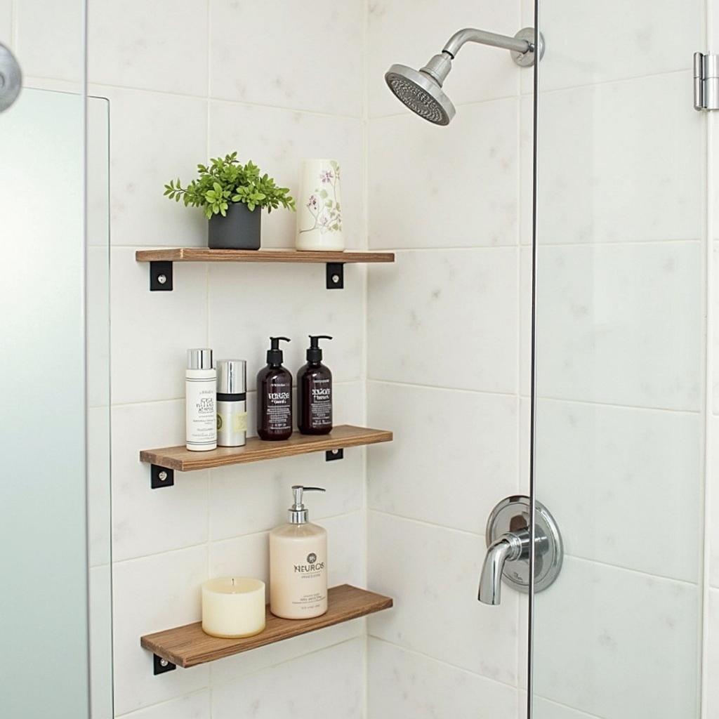 Stylishly Organized Metal Shower Shelves