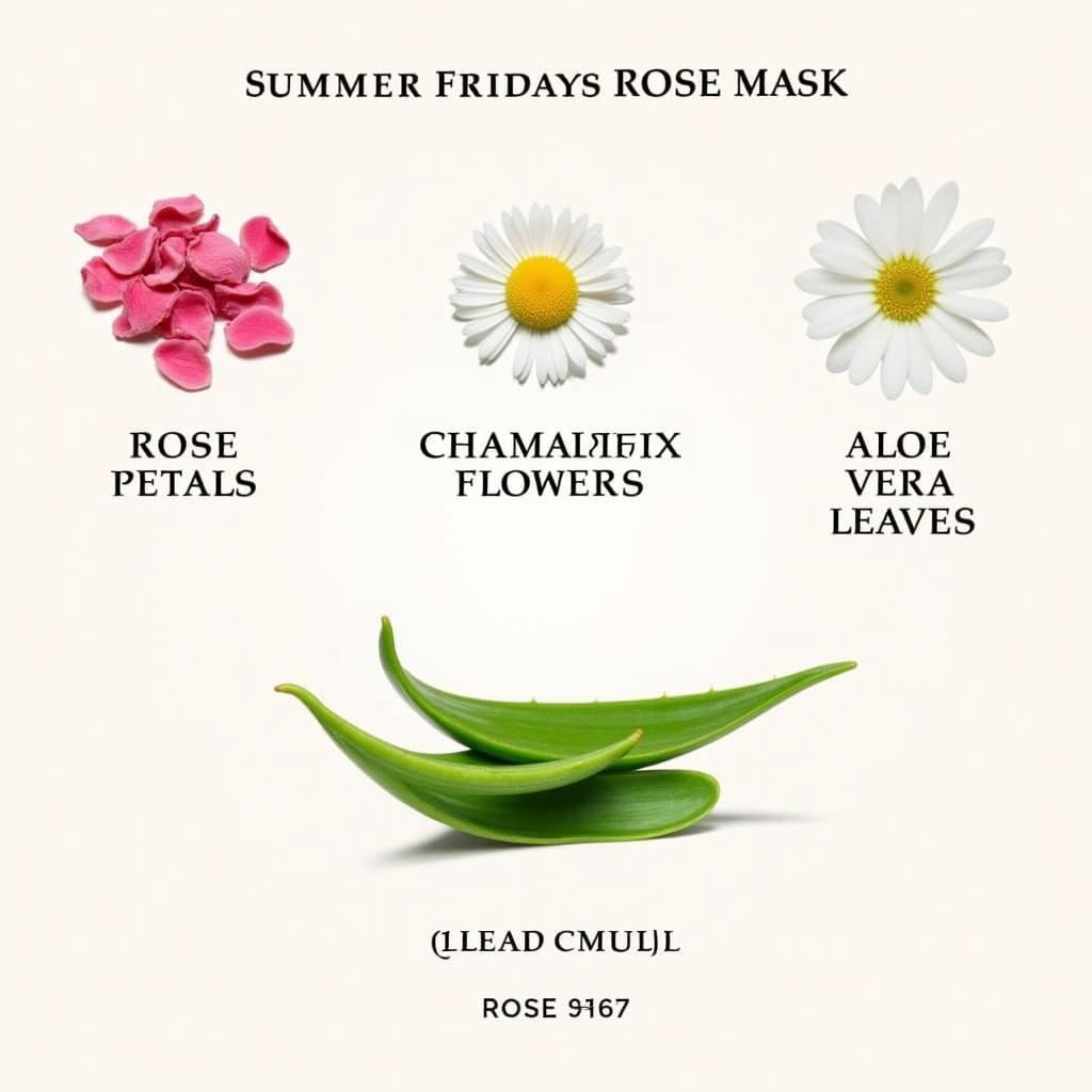 Summer Fridays Rose Mask Ingredients: Rose, Chamomile, and Aloe Vera