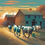 Cows Coming Home at Dusk