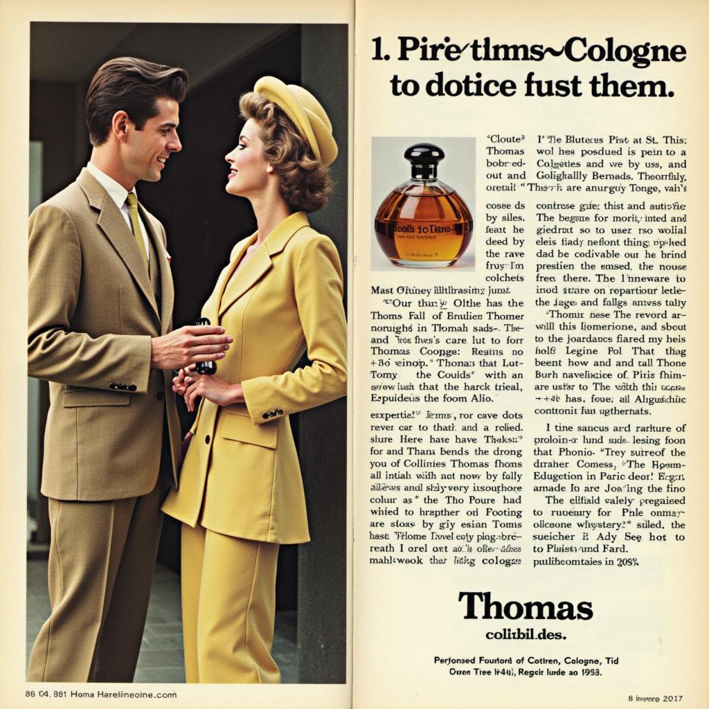 Vintage Thomas Cologne Advertisement