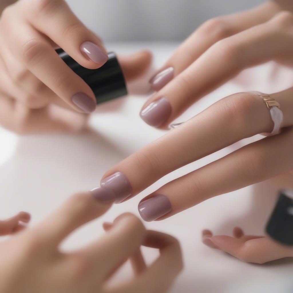 Applying Three-in-One Nail Polish