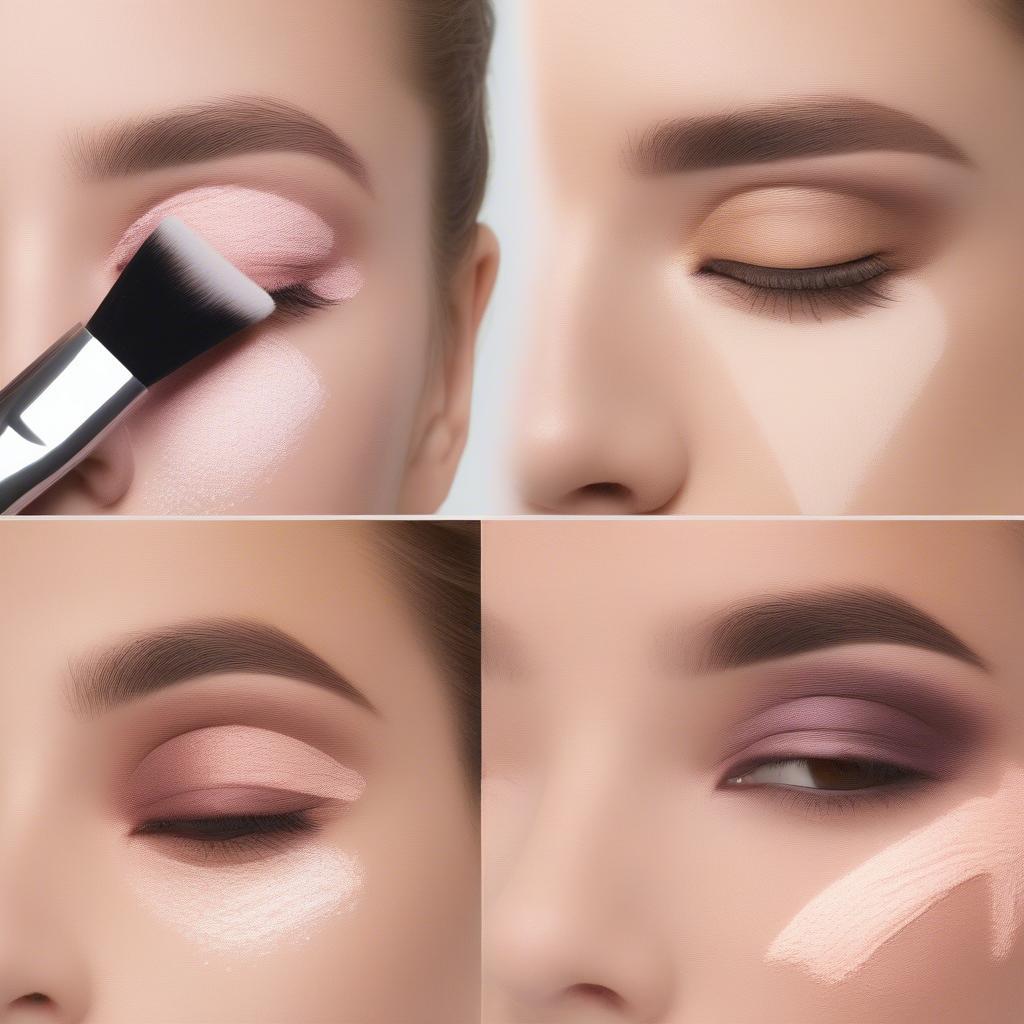 Applying makeup with a 4 in 1 makeup brush.