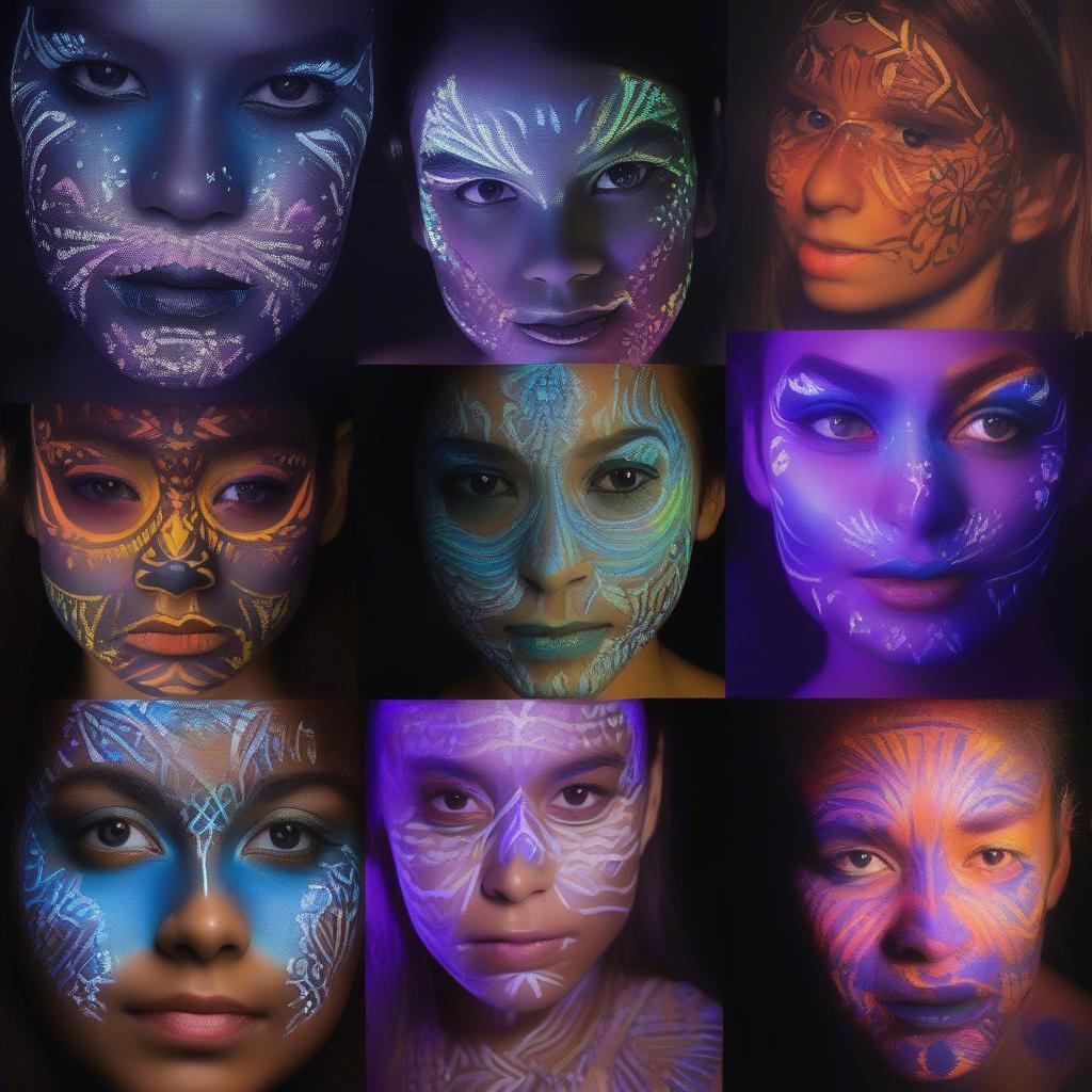 Various UV face paint designs