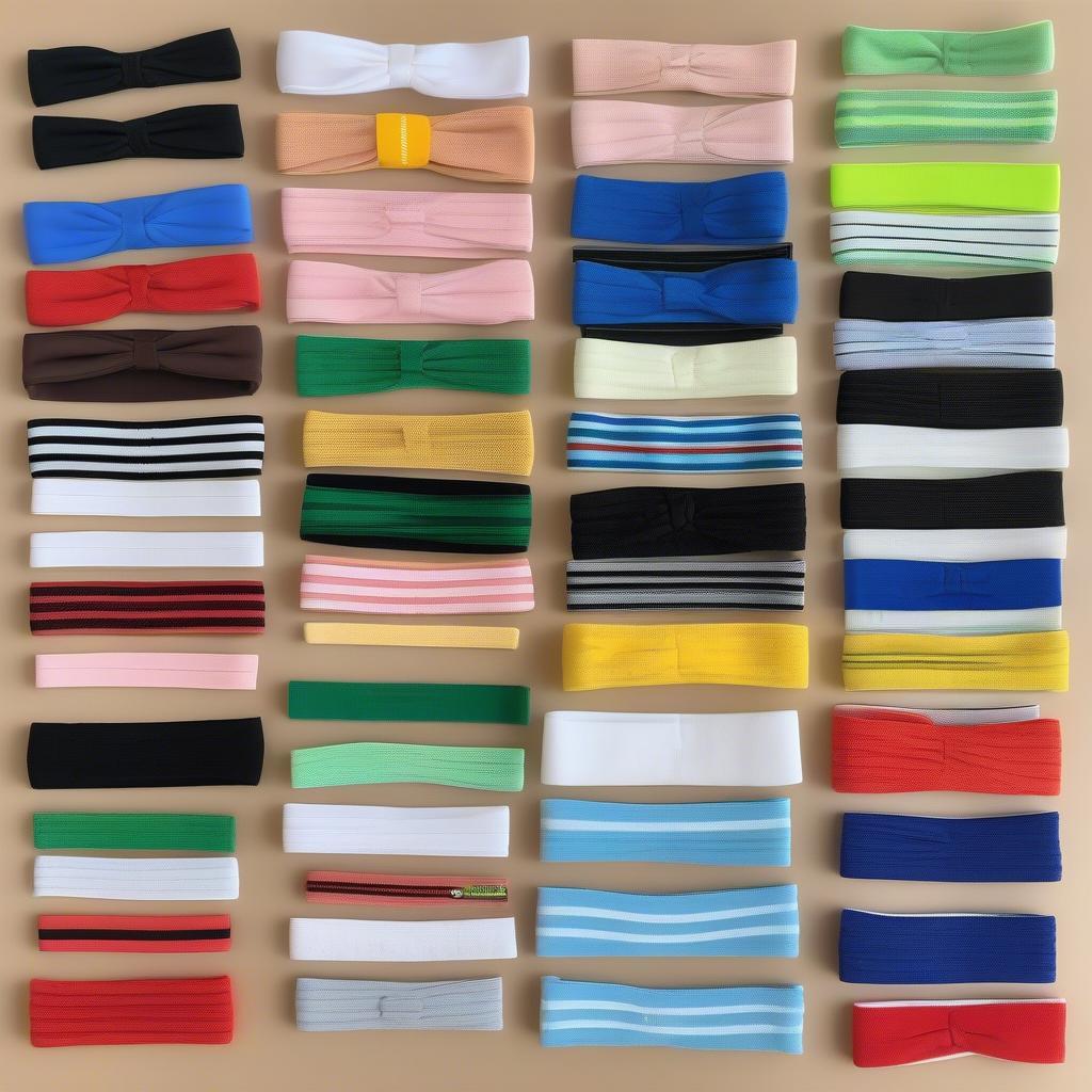 Different styles and materials of soccer headbands displayed