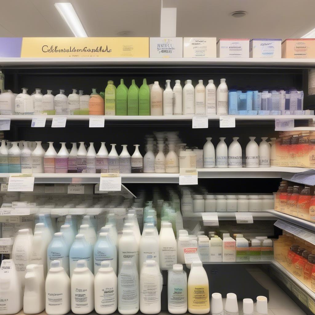 Different Curl Styling Milk Products on a Shelf