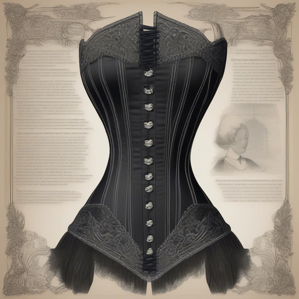 Victorian Corset Black Historical Illustration