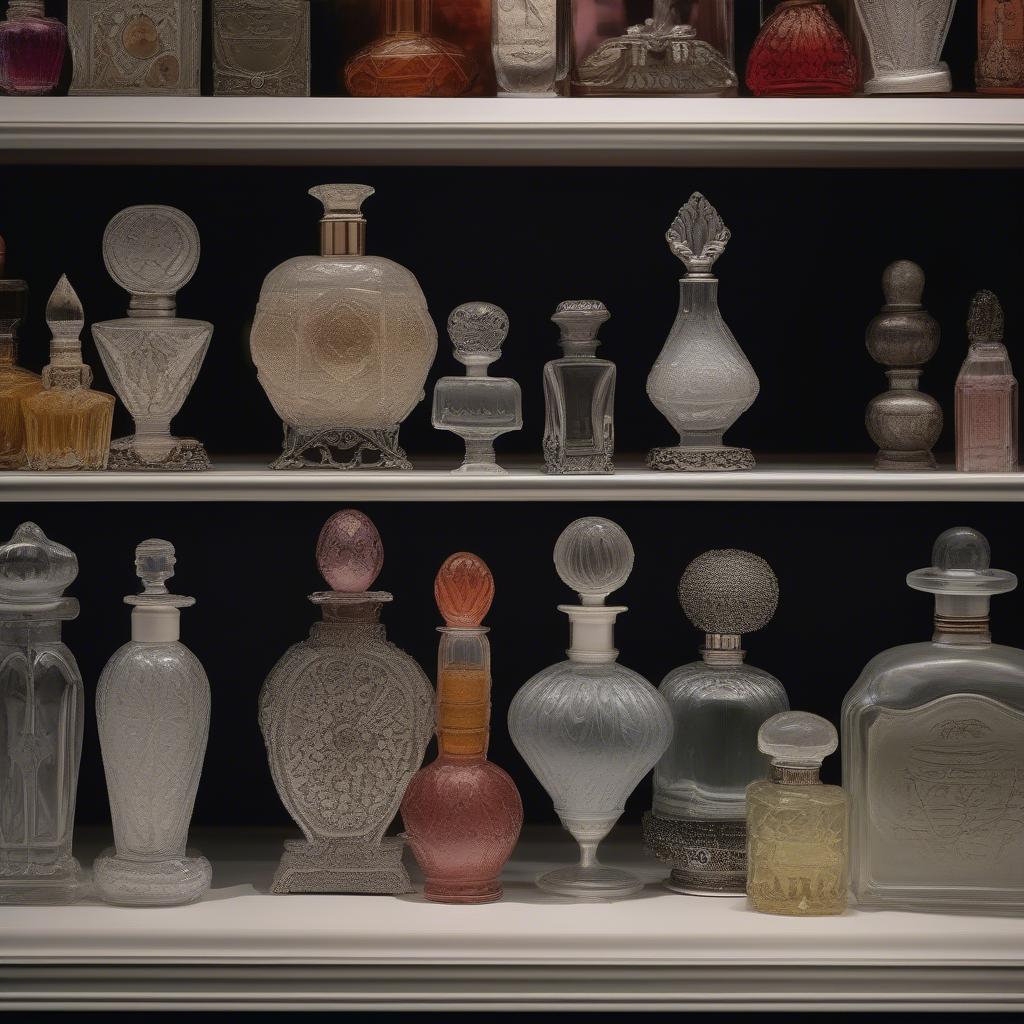 Display of Vintage Perfume Bottles