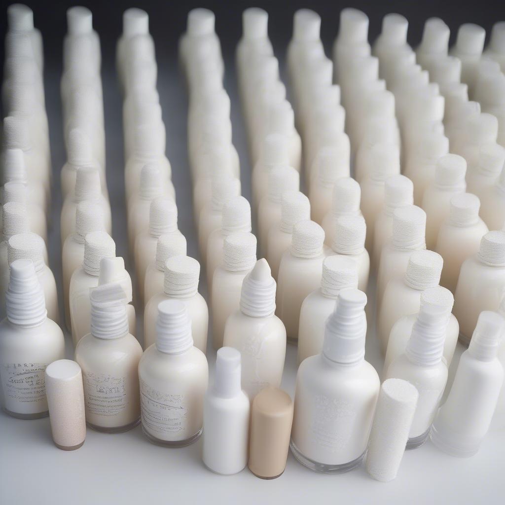 Variety of white nail polish finishes including matte, glossy, and pearlescent