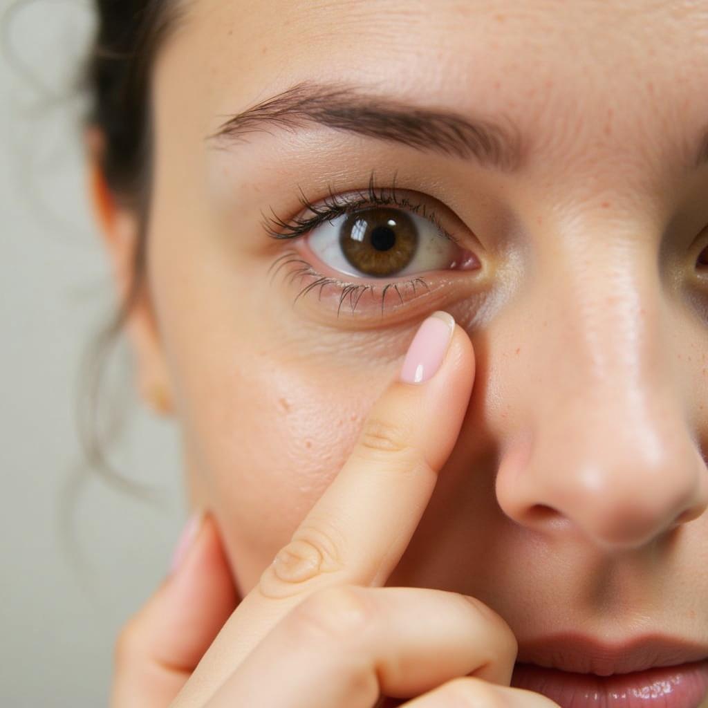 Woman applying Amber Time Eye Elixir