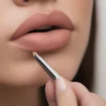 Woman Applying Organic Lip Liner